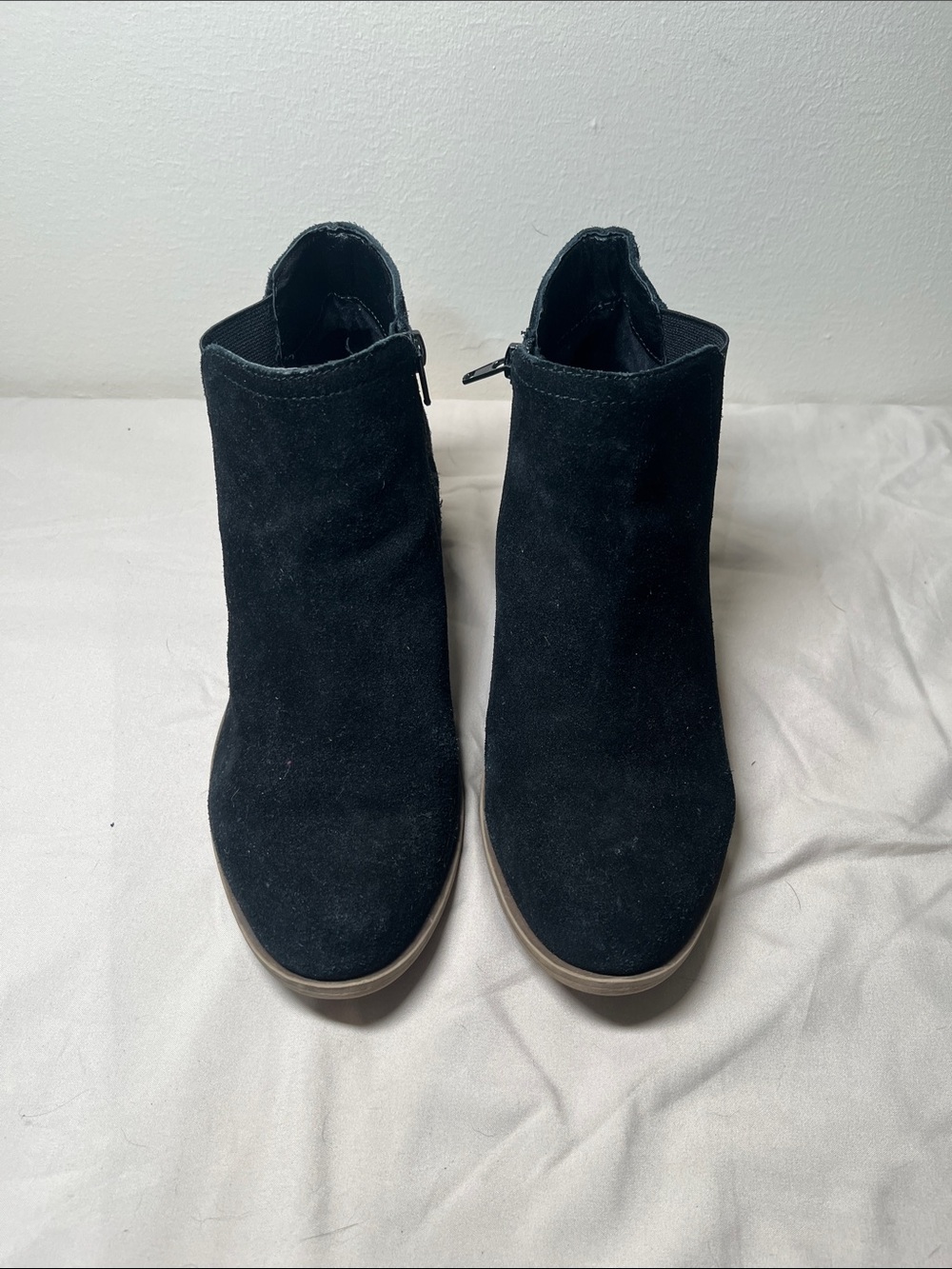 Kensie Black Suede Ankle Booties with Side Zip